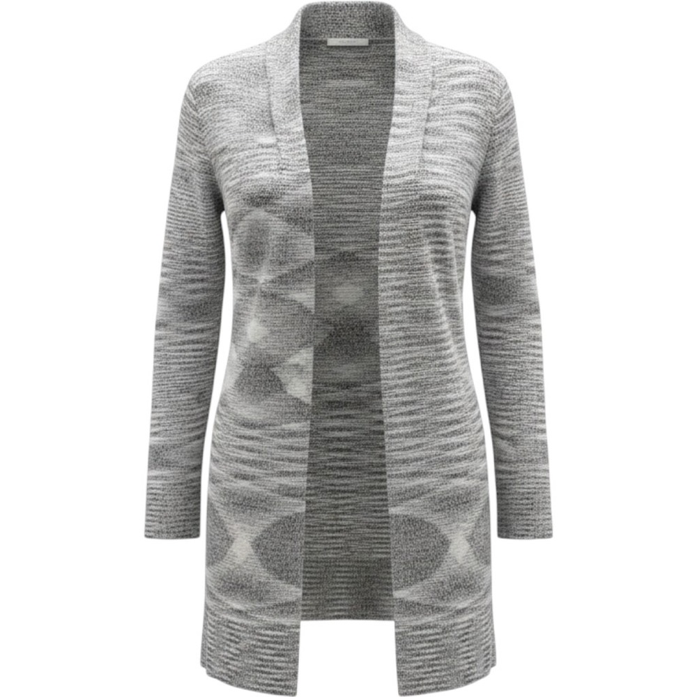 Cynthia Rowley Grey Metallic Space Dye Open Front Longline Cardigan S Coastal